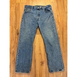 Levis 501 Original Fit Straight Leg Blue Denim Jeans Mens 38x32 Y2K Button Fly